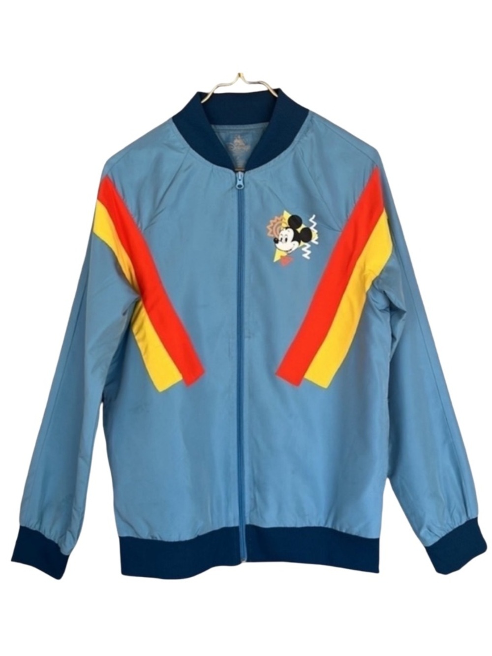 Disney Mickey Mouse Retro Windbreaker Jacket Blue Stripe Small